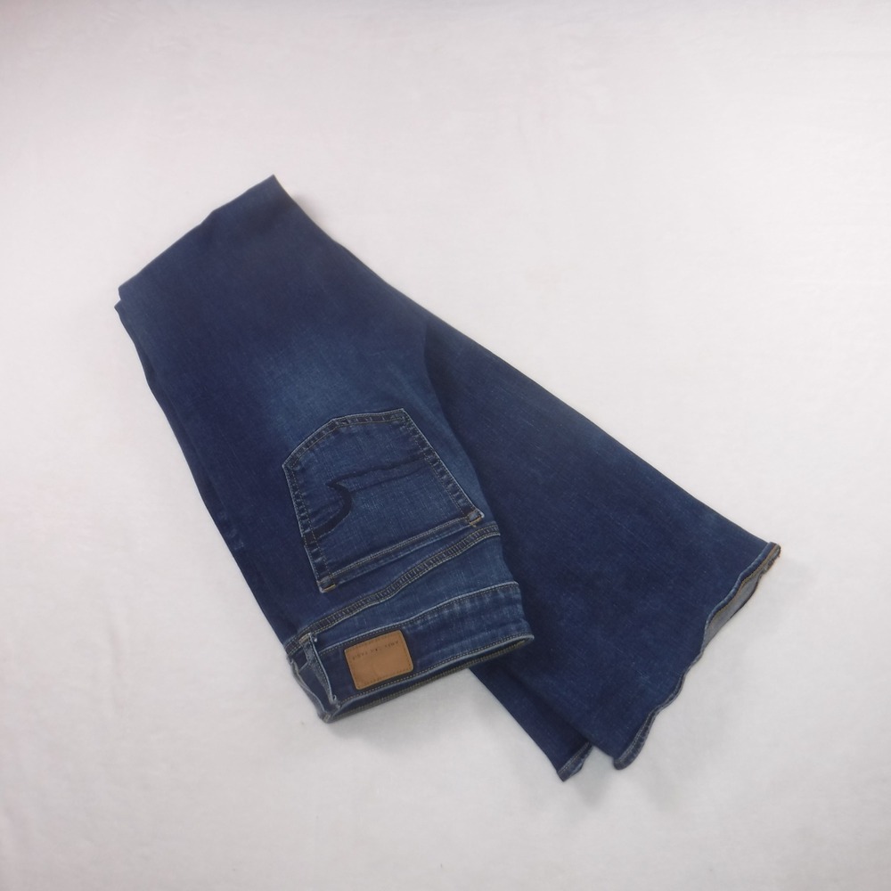 American Eagle Artist Flare Jeans Womens 8 X-Long Super Stretch Dark Wash Blue - Picture 3 of 15